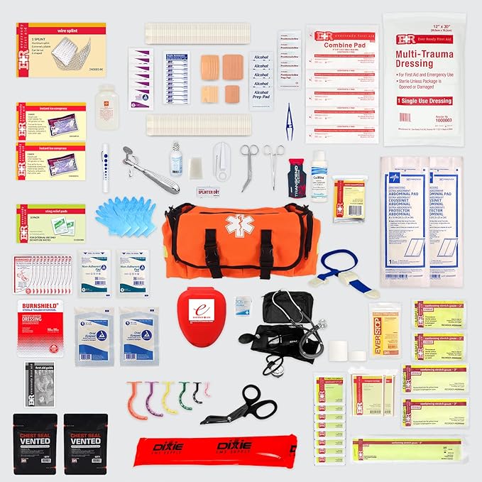 Deluxe EMT Trauma Kit - Fully Stocked First Responder Bag