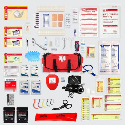 Deluxe EMT Trauma Kit - Fully Stocked First Responder Bag