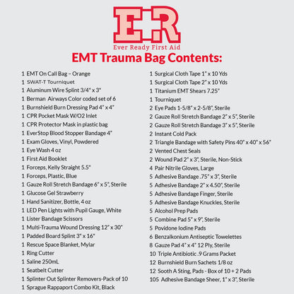 Deluxe EMT Trauma Kit - Fully Stocked First Responder Bag