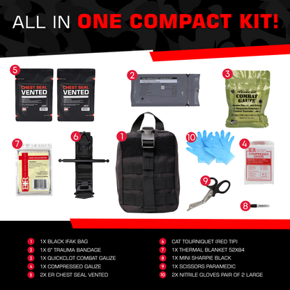 Premium Trauma IFAK Compact Kit with CAT Tourniquet & Chest Seals