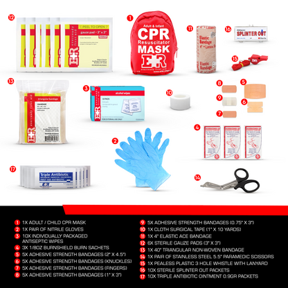 72-Piece First Aid Fanny Pack Kit with Adult & Infant CPR Masks