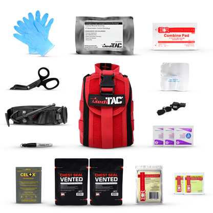 Premium Tactical IFAK Kit w Rip-Away Velcro, SOF Tourniquet & CELOX